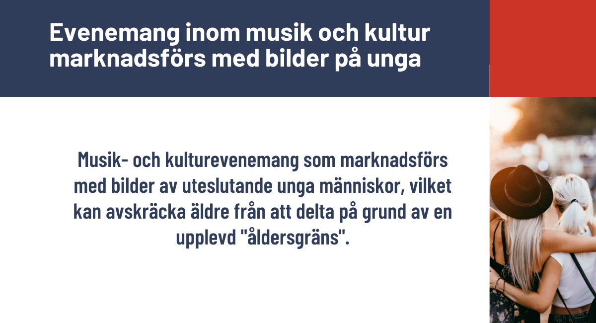 Evenemang inom musik och kultur marknadsförs med bilder på unga